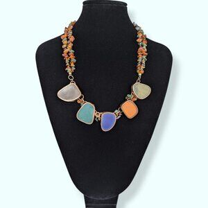 (2/$20) Vintage Glass Beaded Colourful Necklace